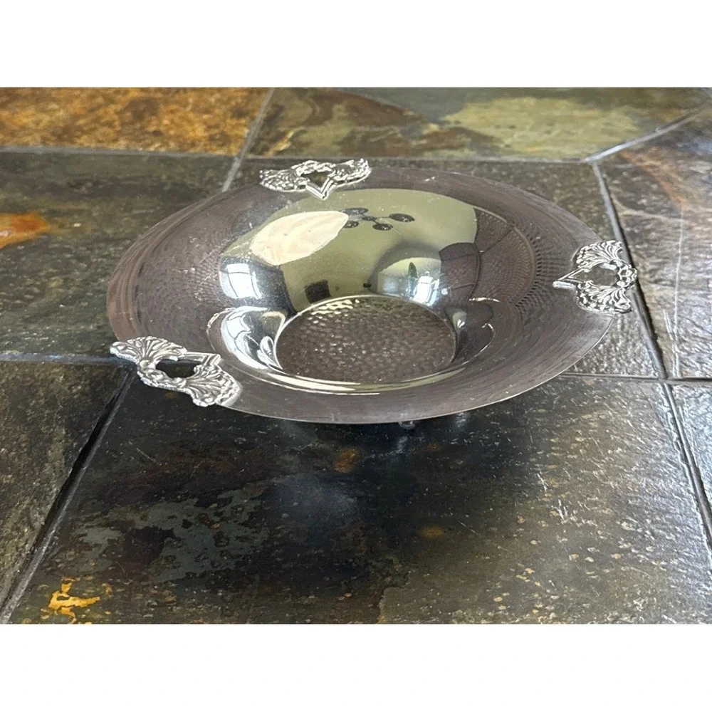 Decorative Footed Hammered Bowl Home Decor 8